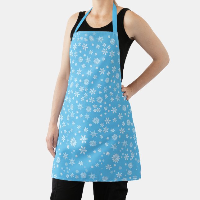 Snowflakes on Light Blue Christmas Apron (Insitu)