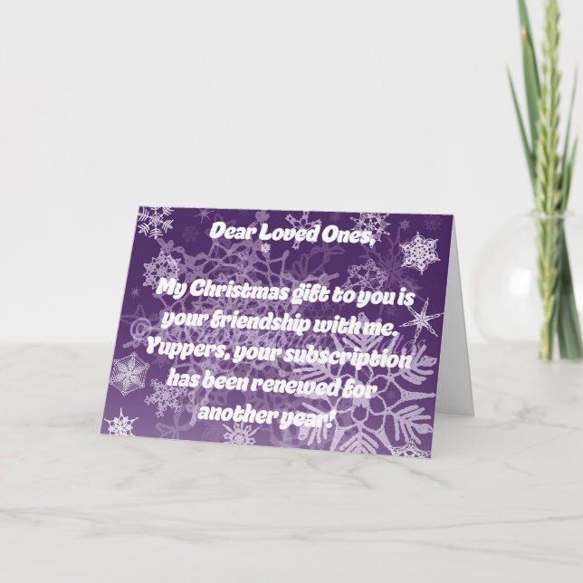 Snowflakes on Purple Snarky Christmas Card (Front)