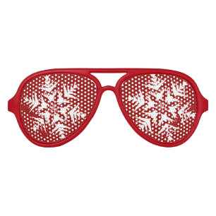 Snowflakes on Red Aviator Sunglasses