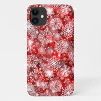 Snowflakes on red