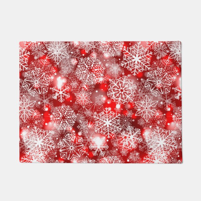 Snowflakes on red doormat (Front)