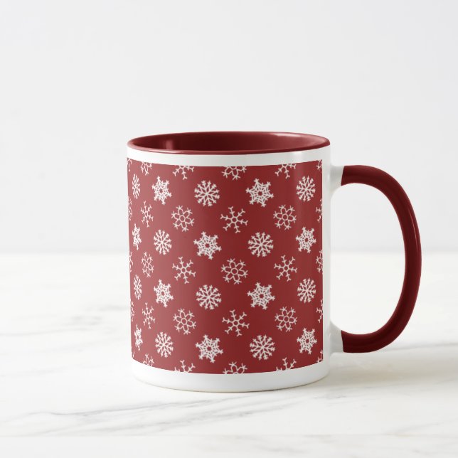 Snowflakes on Red Holiday Mug (Right)