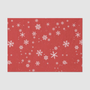 Snowflakes on Red Winter Christmas Holiday Tissue Paper