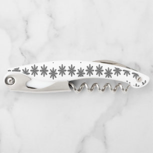 Snowflakes on white corkscrew
