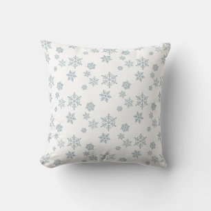 Snowflakes on White Throw Pillow