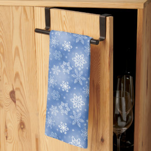 Snowflakes On Winter Blue Tea Towel