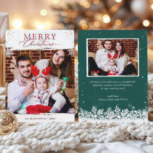 Snowflakes Overlay Brush Stroke Christmas Photo Holiday Card