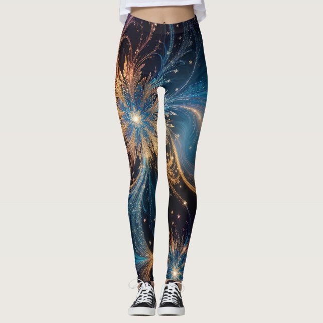 Snowflakes Pastel Colourful Personalised Pattern Leggings (Front)
