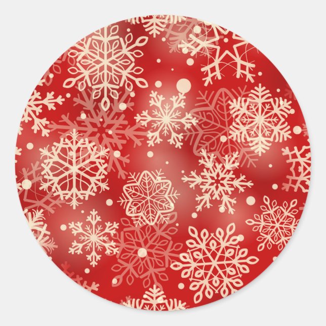 Snowflakes pattern classic round sticker (Front)