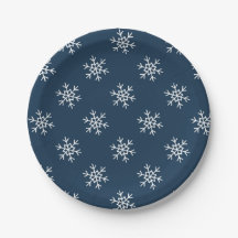 Snowflakes pattern Festive Paper Plate
