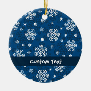 Snowflakes Pattern on Blue Ceramic Tree Decoration