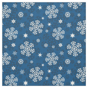 Snowflakes Pattern on Blue Fabric