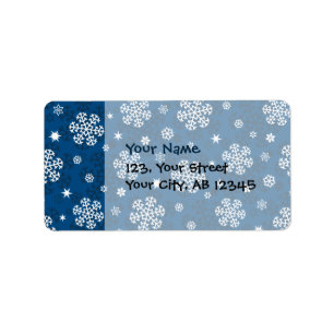 Snowflakes Pattern on Blue Label