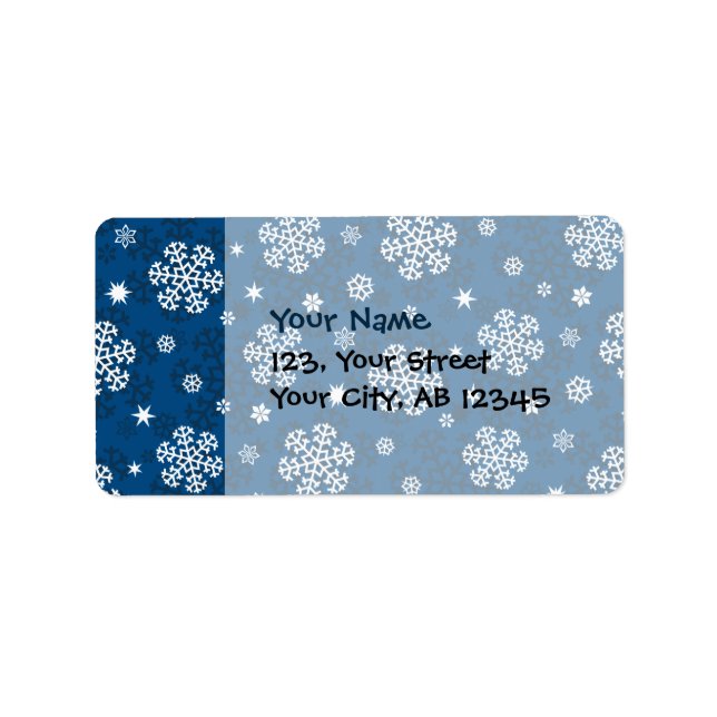 Snowflakes Pattern on Blue Label (Front)