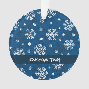 Snowflakes Pattern on Blue Ornament