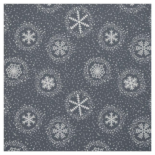 Snowflakes pattern on grey background fabric (Swatch)
