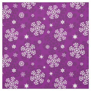 Snowflakes Pattern on Purple Fabric