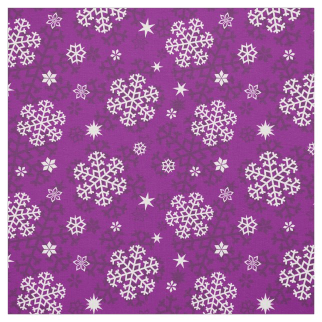 Snowflakes Pattern on Purple Fabric (Swatch)