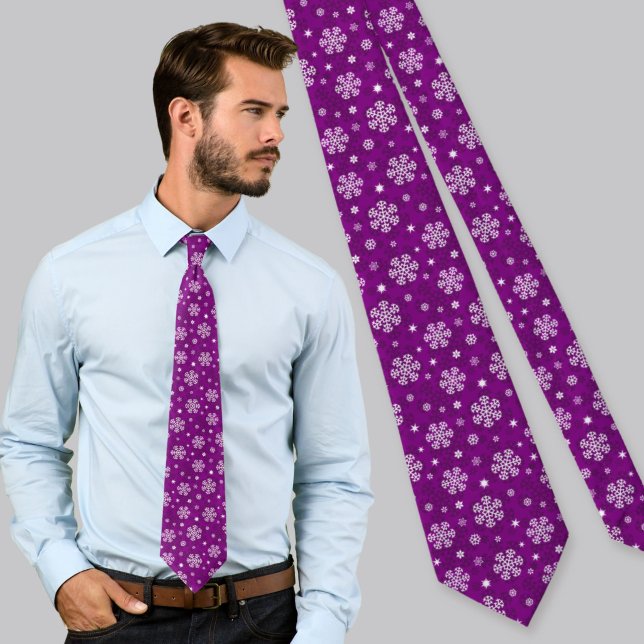 Snowflakes Pattern on Purple Neck Tie (Creator Uploaded)