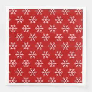 Snowflakes Pattern Red Christmas Napkin
