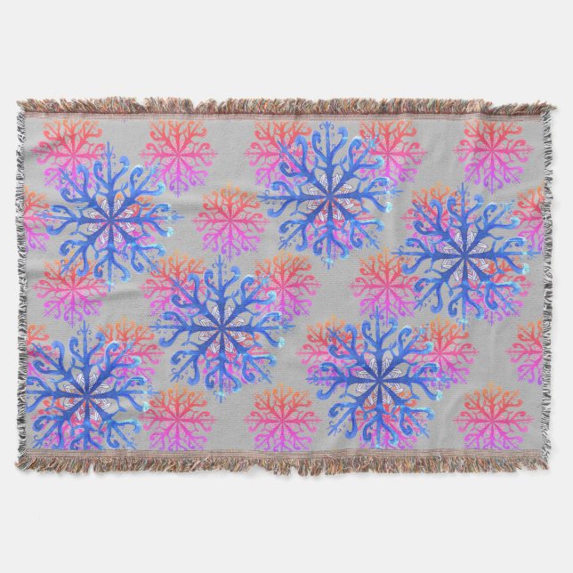 Snowflakes Pattern Throw Blanket (Front)