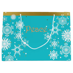 Snowflakes Peace Holiday Gift Bag