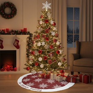 Snowflakes personalised family name brushed polyester tree skirt