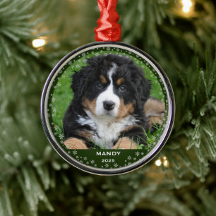 Snowflakes pet name photo christmas metal tree decoration