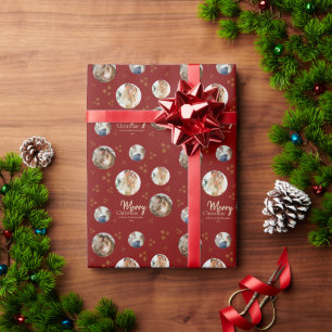 Snowflakes Photo Collage Merry Christmas Wrapping Paper