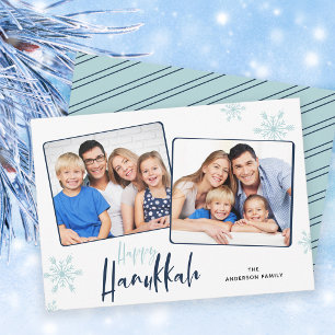 Snowflakes Photo Happy Hanukkah Holiday Card