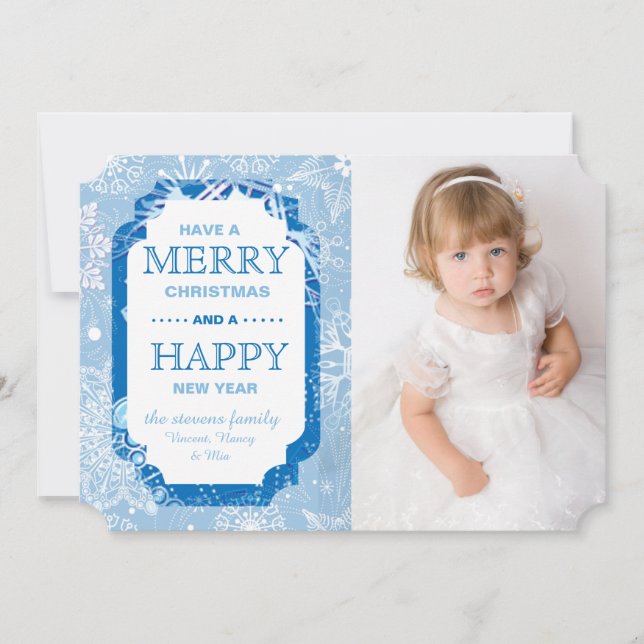 Snowflakes Photo Holiday Card (Front)