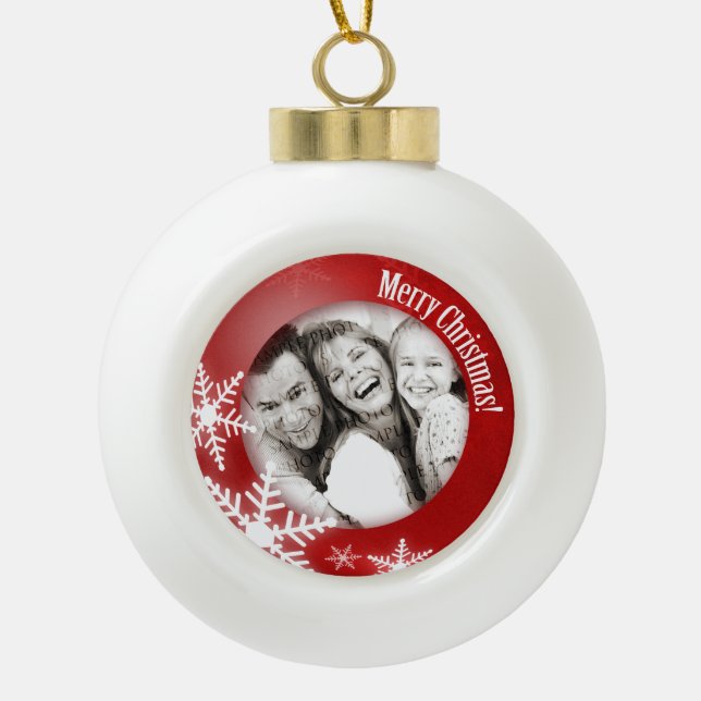 Snowflakes Photo Personalised Christmas ornament (Front)