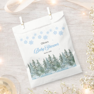 Snowflakes Pine Trees Winter Baby Shower  Favour Bags