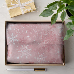 Snowflakes Pink and White Christmas Tissue Paper