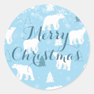 Snowflakes Polar Bear Personalised Classic Round Sticker