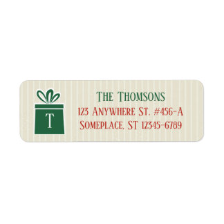 Snowflakes & Presents Green Return Address Labels