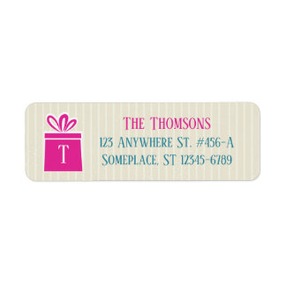 Snowflakes & Presents Pink Return Address Labels