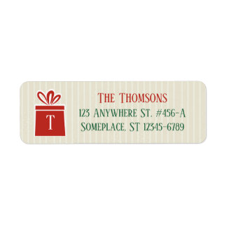Snowflakes & Presents Red Return Address Labels