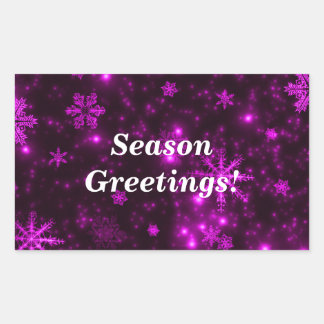 Snowflakes Purple Background Rectangle Stickers