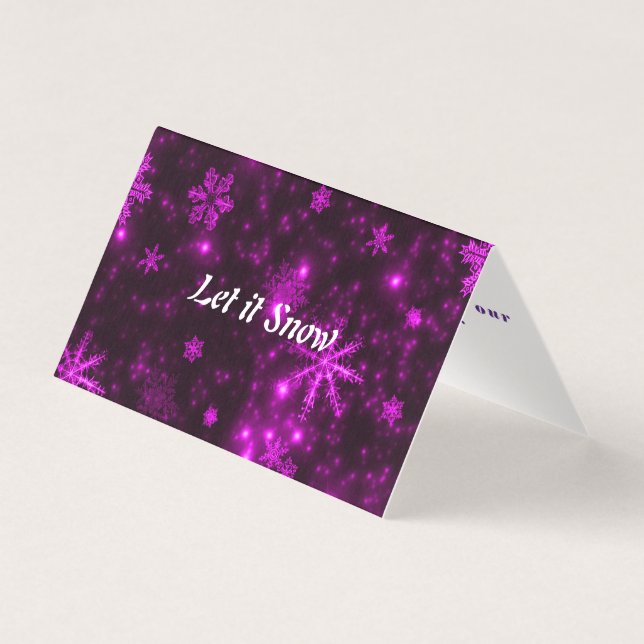 Snowflakes Purple Background Tent Fold Cards (Front)