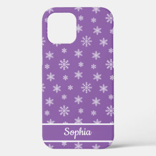 Snowflakes Purple pattern personalised name iPhone 12 Case
