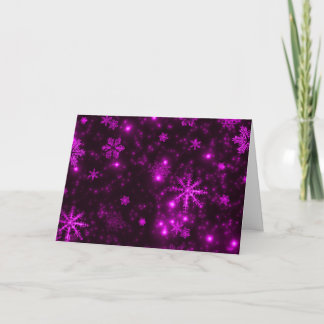 Snowflakes Purple Scene Peace Love Joy Quote Holiday Card