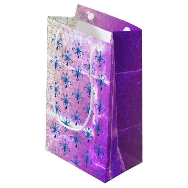 Snowflakes Purple Small Gift Bag (Front Angled)