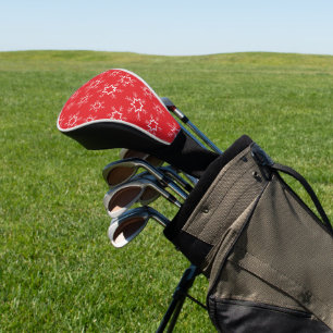 Snowflakes, Red and White Snowflakes, Snow Golf Head Cover