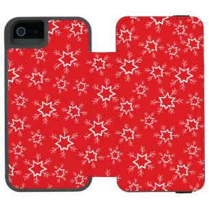 Snowflakes, Red and White Snowflakes, Snow Incipio Watson™ iPhone 5 Wallet Case