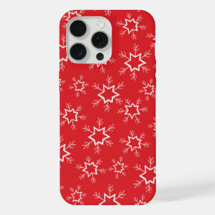 Snowflakes, Red and White Snowflakes, Snow iPhone 15 Pro Max Case