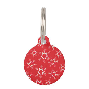 Snowflakes, Red and White Snowflakes, Snow Pet Tag