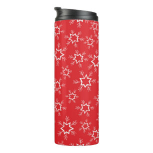 Snowflakes, Red and White Snowflakes, Snow Thermal Tumbler