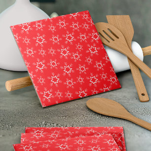 Snowflakes, Red and White Snowflakes, Snow Tile