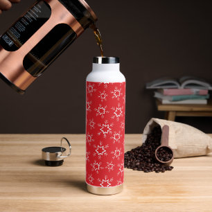 Snowflakes, Red and White Snowflakes, Snow Water Bottle